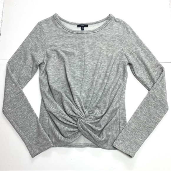 DREW Twisted Front Fleece Long sleeve Shirt Top in Light Gray Size XS TJ12112/H - Picture 2 of 7
